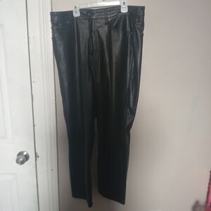 GAP Black Faux Leather Wide Leg High Waisted Pants
